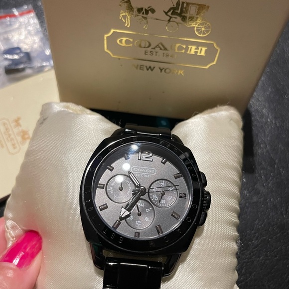 COACH Vintage Rare Black lonic-Stainless Steel Chronograph Watch - Picture 4 of 13